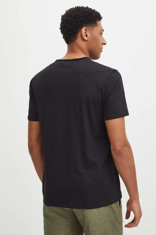 T-shirt bawełniany męski gładki kolor czarny 100 % Bawełna