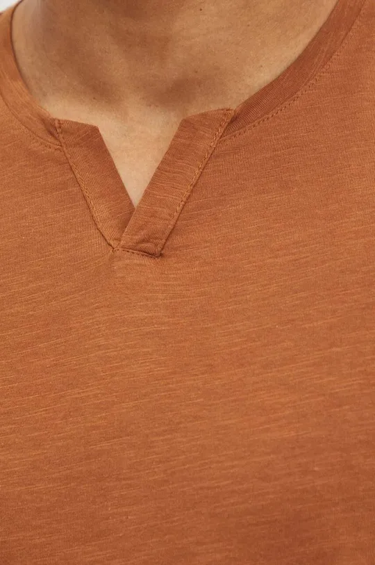 T-shirt bawełniany męski gładki kolor brązowy Męski