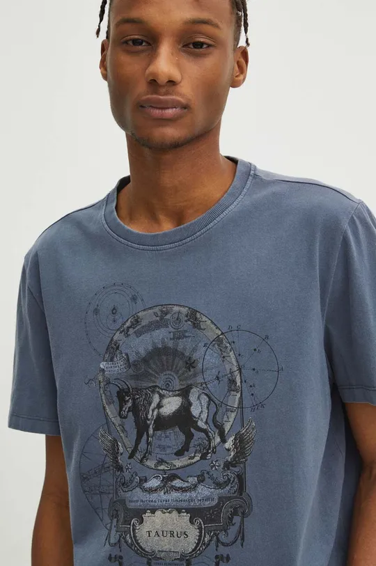 T-shirt bawełniany męski z kolekcji Zodiak - Byk kolor granatowy Męski