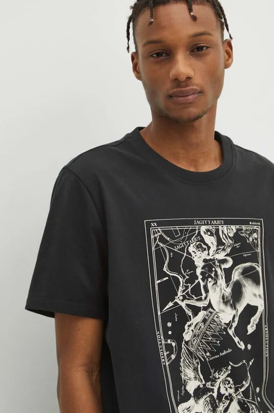 T-shirt bawełniany męski z kolekcji Zodiak - Strzelec kolor szary Męski