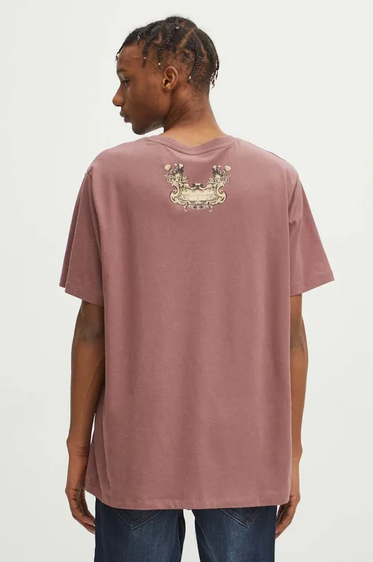 ružová Bavlnené tričko pánske s elastanom z kolekcie Zverokruh - Rak ružová farba