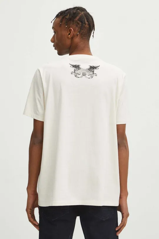beżowy T-shirt bawełniany męski z kolekcji Zodiak - Koziorożec kolor beżowy