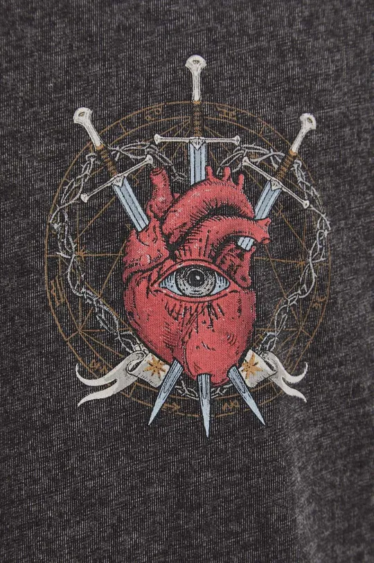 Bavlnené tričko pánske z kolekcie Love Alchemy šedá farba Pánsky
