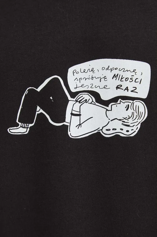 T-shirt bawełniany męski z domieszką elastanu by Magda Danaj - Porysunki kolor czarny Męski