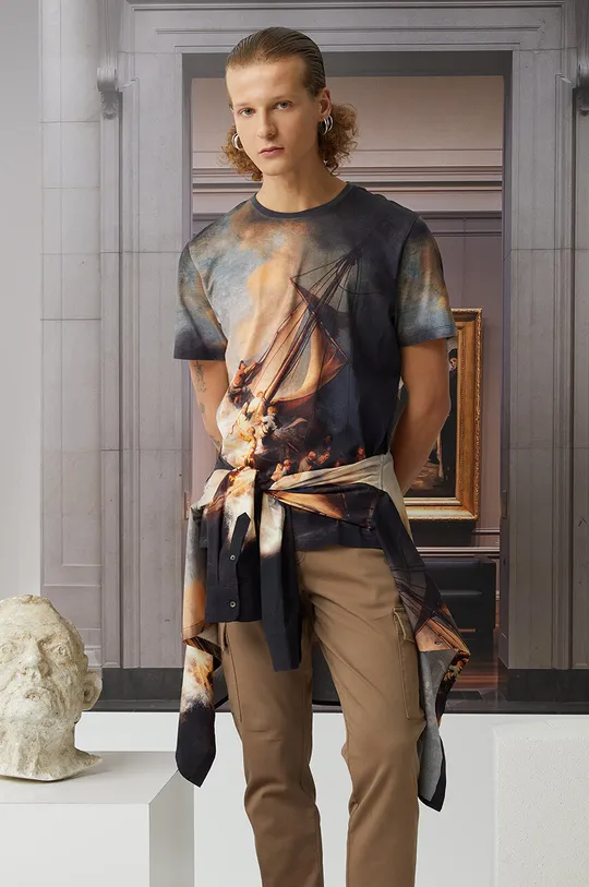 viacfarebná Bavlnené tričko pánske z kolekcie Eviva L'arte viac farieb Pánsky