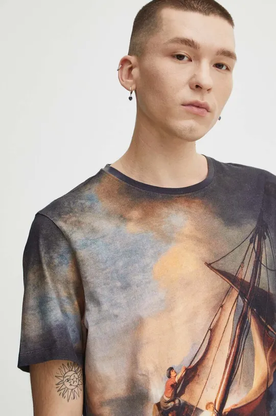 T-shirt bawełniany męski z kolekcji Eviva L'arte kolor multicolor Męski
