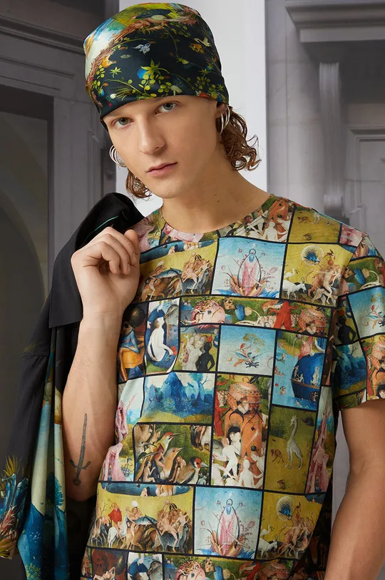 multicolor T-shirt bawełniany męski z kolekcji Eviva L'arte kolor multicolor Męski