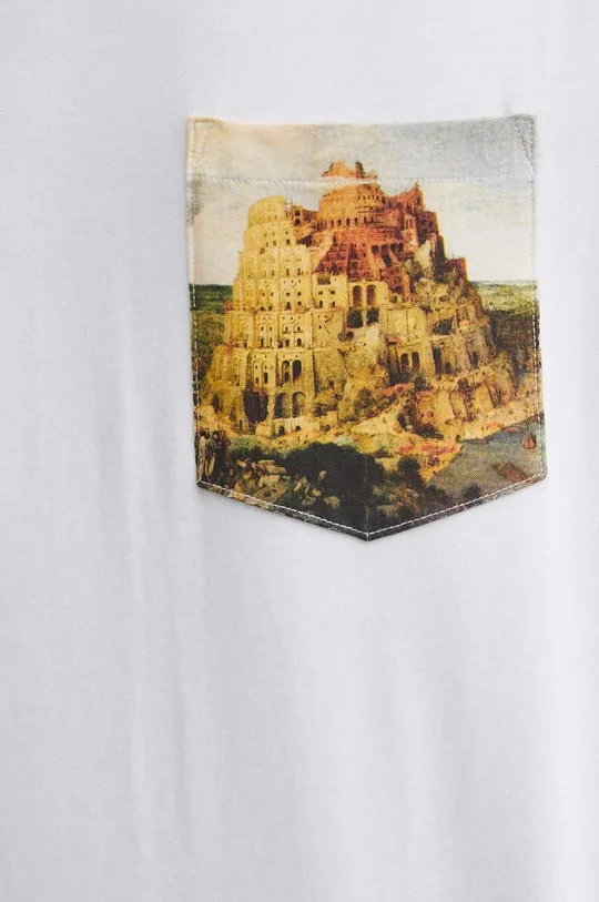 Bavlnené tričko pánske s prímesou elastanu z kolekcie Eviva L'arte biela farba