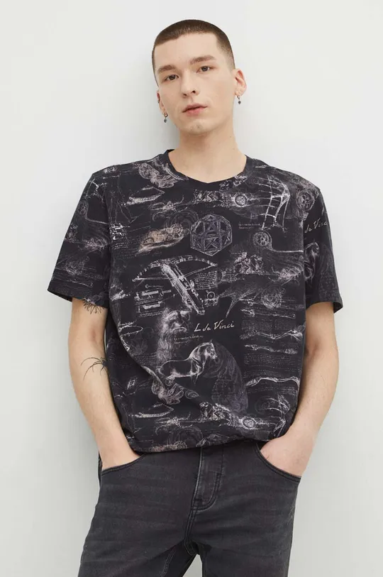 T-shirt bawełniany męski z domieszką elastanu z kolekcji Eviva L'arte kolor czarny czarny