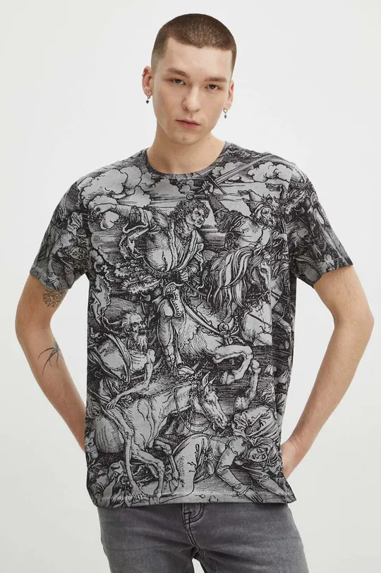 T-shirt bawełniany męski z kolekcji Eviva L'arte kolor szary szary