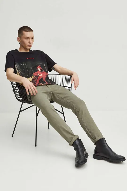 T-shirt bawełniany męski z kolekcji Eviva L'arte kolor czarny 100 % Bawełna