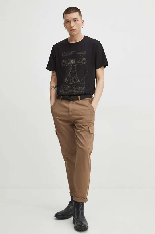 Bavlnené tričko pánske s elastanom z kolekcie Eviva L'arte čierna farba <p>95 % Bavlna, 5 % Elastan</p>
