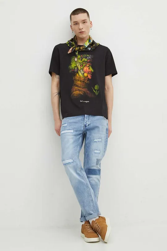 T-shirt bawełniany męski z kolekcji Eviva L'arte kolor czarny czarny