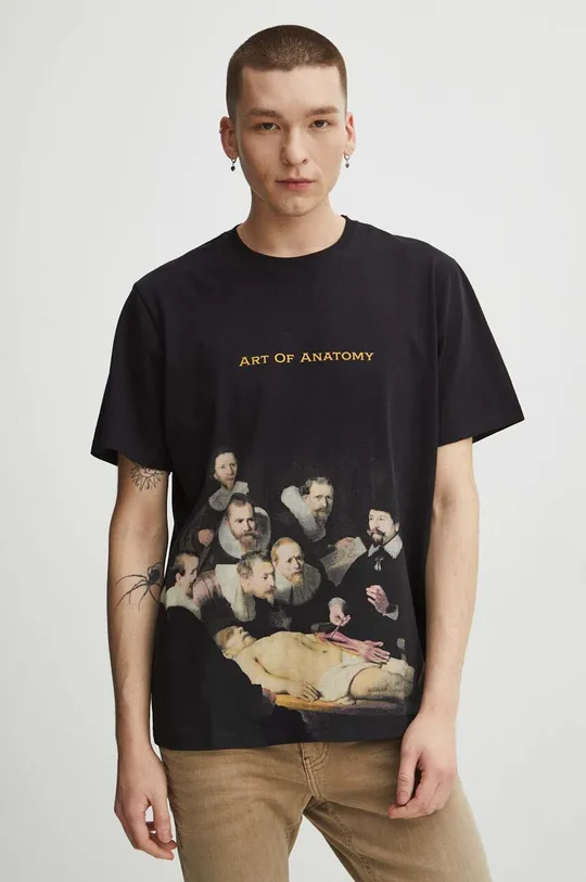 Bavlnené tričko pánske z kolekcie Eviva L'arte čierna farba čierna