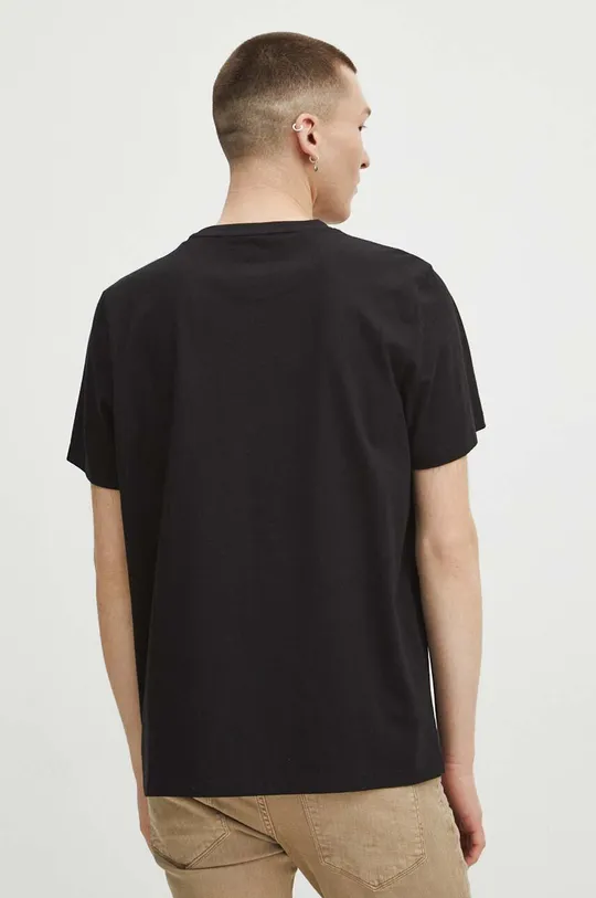 czarny T-shirt bawełniany męski z kolekcji Eviva L'arte kolor czarny