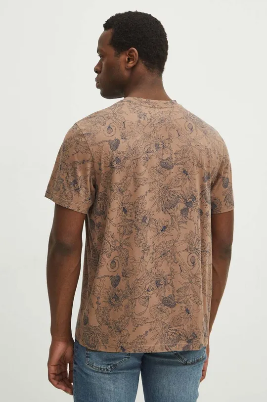 T-shirt bawełniany męski wzorzysty kolor beżowy 100 % Bawełna