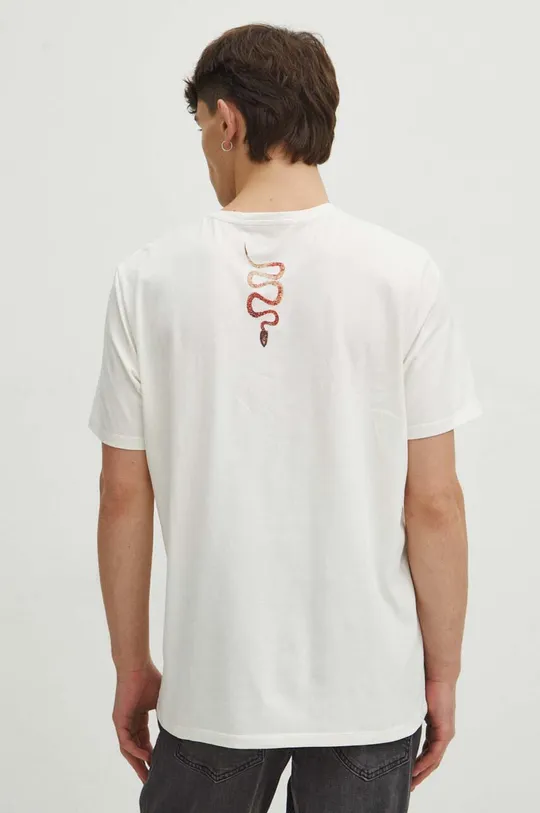 béžová Bavlněné tričko pánské s elastanem z kolekce Graphics Series béžová barva