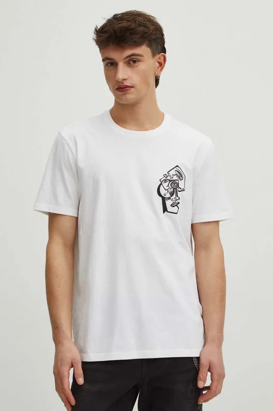 T-shirt bawełniany męski by Kasia Wysocka – TerraKata, Grafika Polska kolor biały 100 % Bawełna