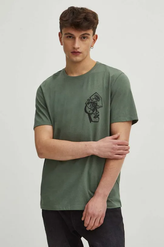T-shirt bawełniany męski by Kasia Wysocka – TerraKata, Grafika Polska kolor zielony 100 % Bawełna