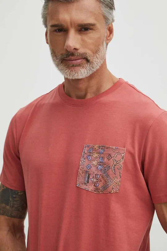 fioletowy T-shirt bawełniany męski z domieszką elastanu kolor fioletowy