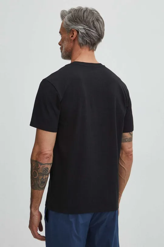 T-shirt bawełniany męski z domieszką elastanu kolor czarny 95 % Bawełna, 5 % Elastan