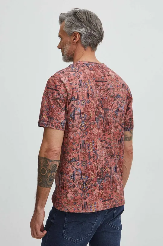 T-shirt bawełniany męski wzorzysty kolor fioletowy 100 % Bawełna