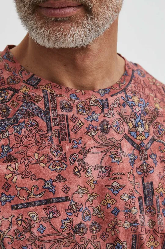 T-shirt bawełniany męski wzorzysty kolor fioletowy Męski