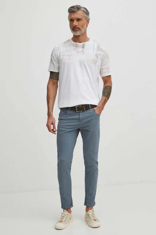 T-shirt bawełniany męski wzorzysty kolor biały biały