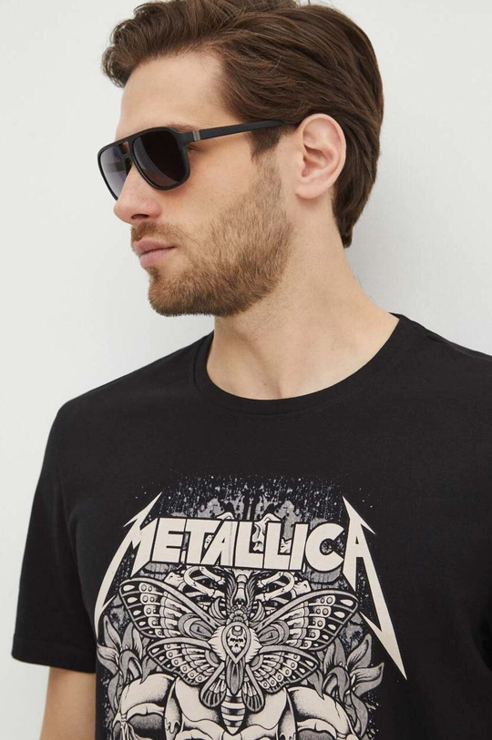 T-shirt bawełniany męski Metallica kolor czarny czarny