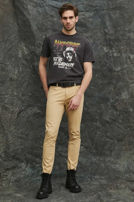 szary T-shirt bawełniany męski Alice Cooper kolor szary Męski