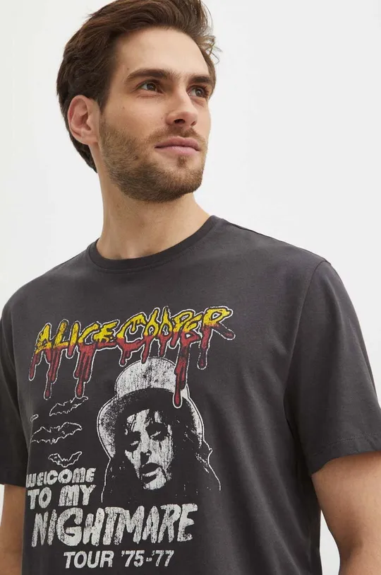T-shirt bawełniany męski Alice Cooper kolor szary Męski