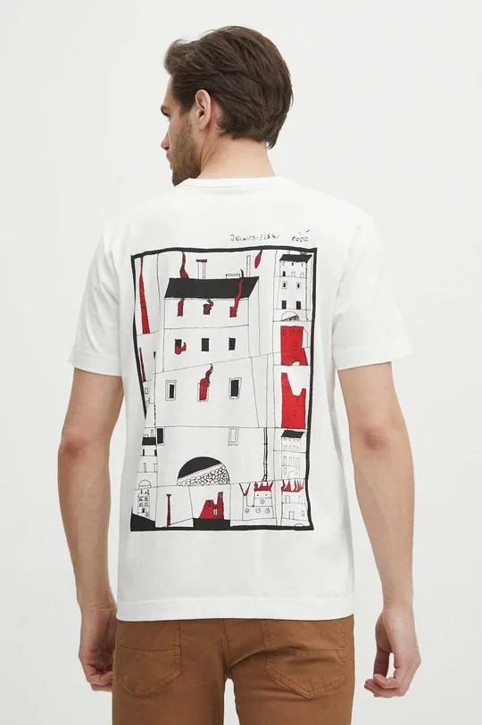 T-shirt bawełniany męski z kolekcji Jerzy Nowosielski x Medicine kolor beżowy Męski
