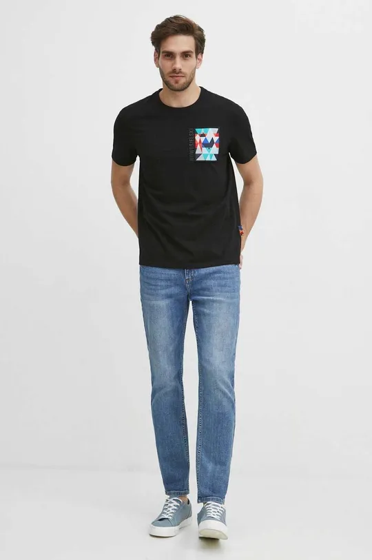 T-shirt bawełniany męski z kolekcji Jerzy Nowosielski x Medicine kolor czarny 100 % Bawełna
