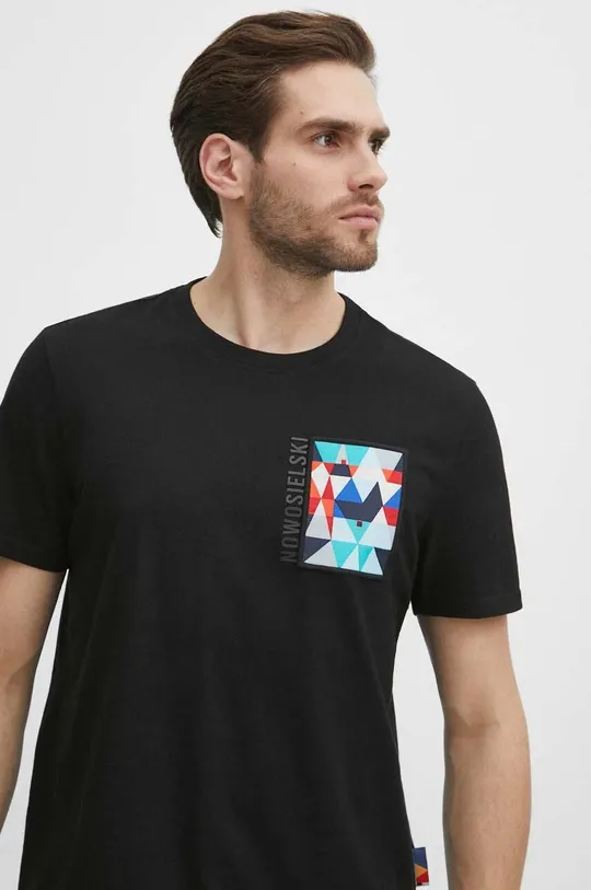 T-shirt bawełniany męski z kolekcji Jerzy Nowosielski x Medicine kolor czarny Męski
