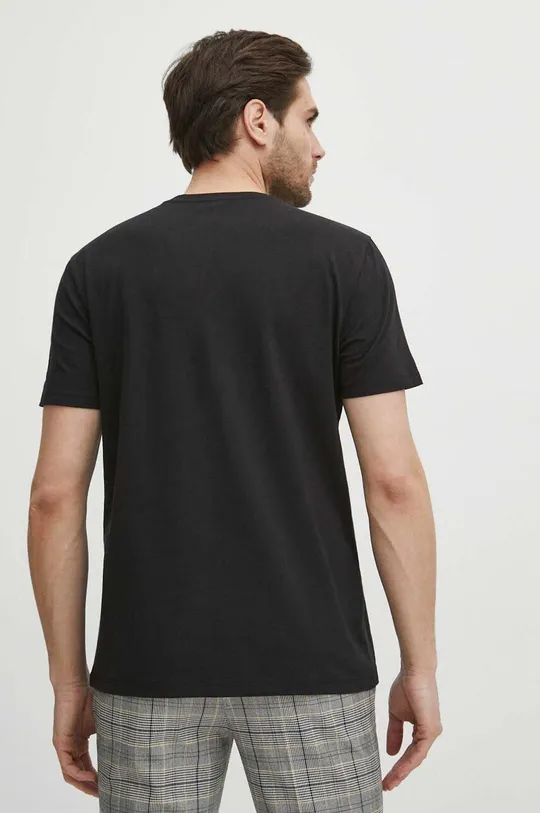 czarny T-shirt bawełniany męski z domieszką elastanu z kolekcji Jerzy Nowosielski x Medicine kolor czarny