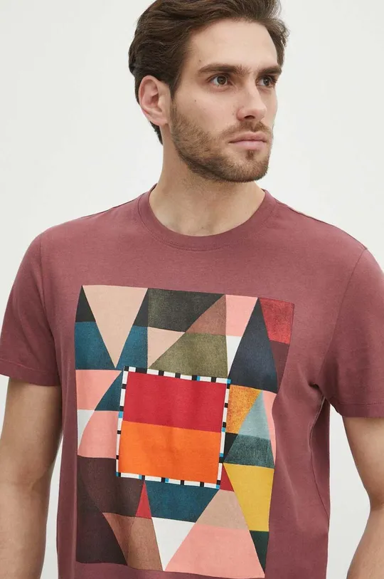 T-shirt bawełniany męski z kolekcji Jerzy Nowosielski x Medicine kolor fioletowy fioletowy