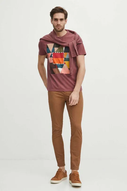 T-shirt bawełniany męski z kolekcji Jerzy Nowosielski x Medicine kolor fioletowy 100 % Bawełna