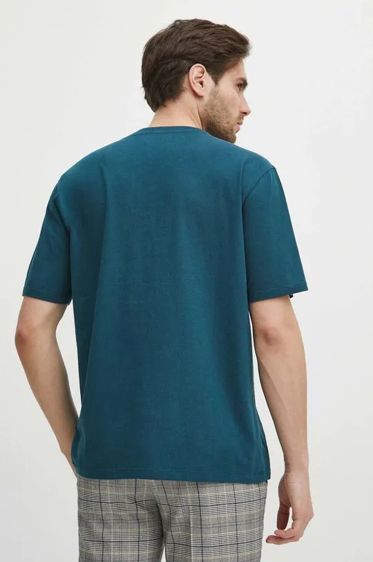 turkusowy T-shirt bawełniany męski z kolekcji Jerzy Nowosielski x Medicine kolor zielony