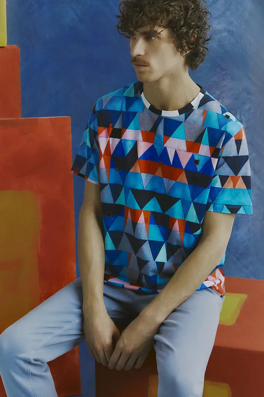 multicolor T-shirt bawełniany męski z kolekcji Jerzy Nowosielski x Medicine kolor multicolor Męski