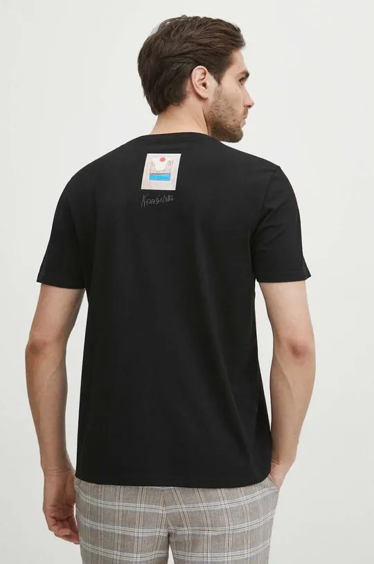 czarny T-shirt bawełniany męski z kolekcji Jerzy Nowosielski x Medicine kolor czarny