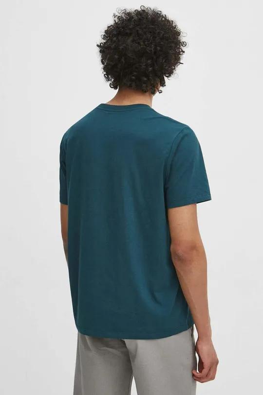 T-shirt bawełniany męski z domieszką elastanu z nadrukiem kolor zielony 95 % Bawełna, 5 % Elastan