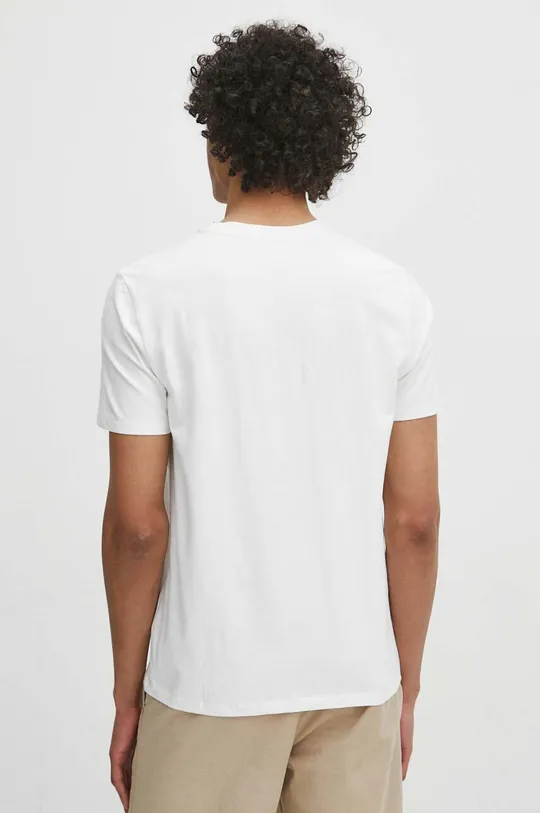 T-shirt bawełniany męski z domieszką elastanu z nadrukiem kolor beżowy 95 % Bawełna, 5 % Elastan