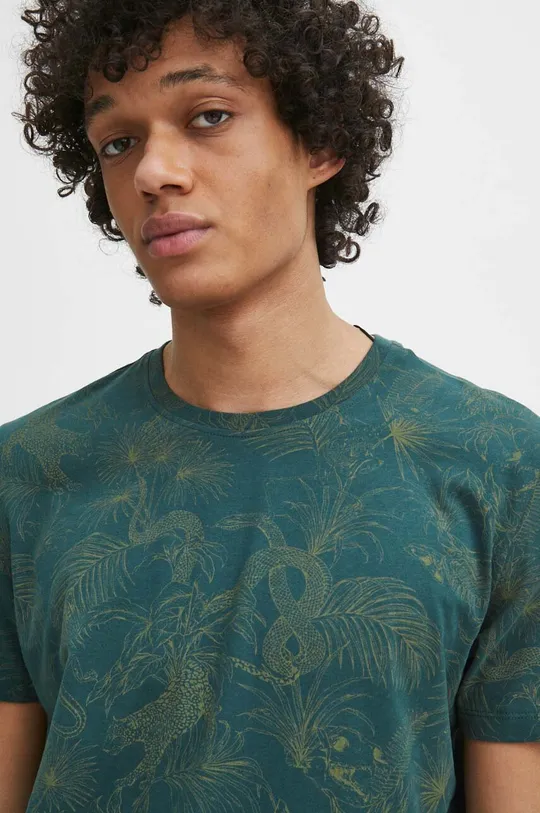 T-shirt bawełniany męski wzorzysty kolor zielony Materiał główny: 100 % Bawełna