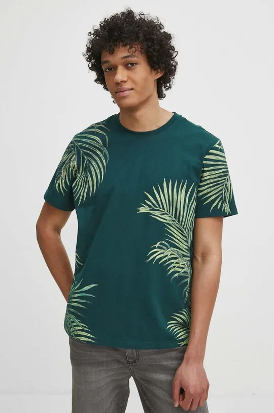 Bavlnené tričko pánsky zelená farba Hlavný materiál: 100 % Bavlna