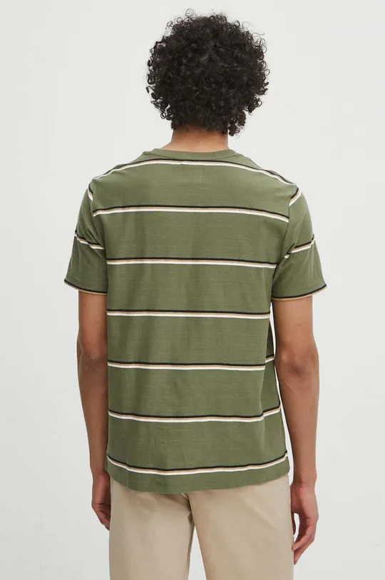 T-shirt bawełniany męski w pasy kolor zielony 100 % Bawełna