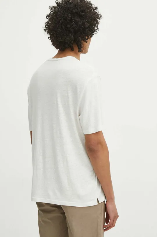T-shirt lniany męski gładki kolor beżowy 100 % Len
