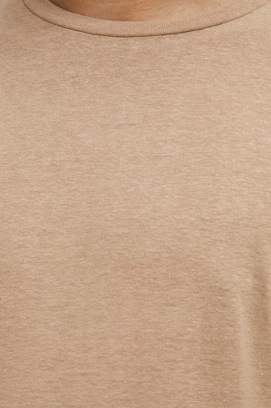 Ľanové tričko pánske hladké béžová farba Pánsky