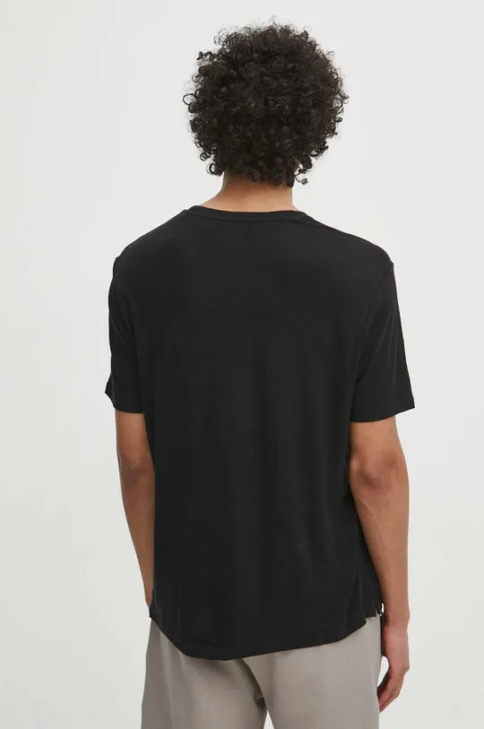 T-shirt lniany męski gładki kolor czarny 100 % Len
