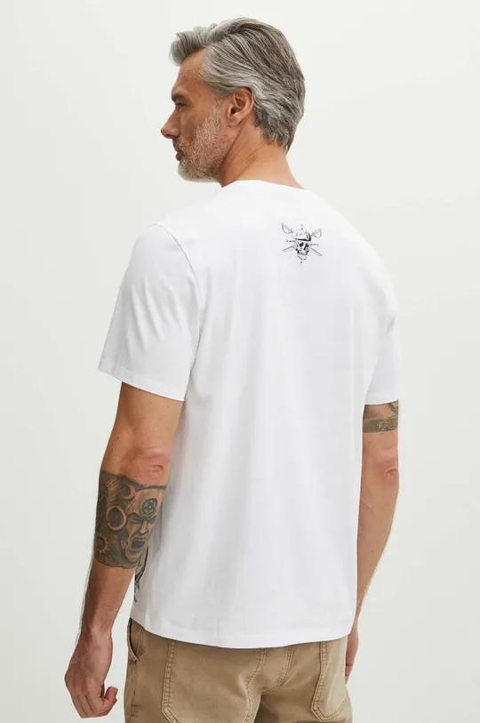 T-shirt bawełniany męski z nadrukiem kolor biały 100 % Bawełna