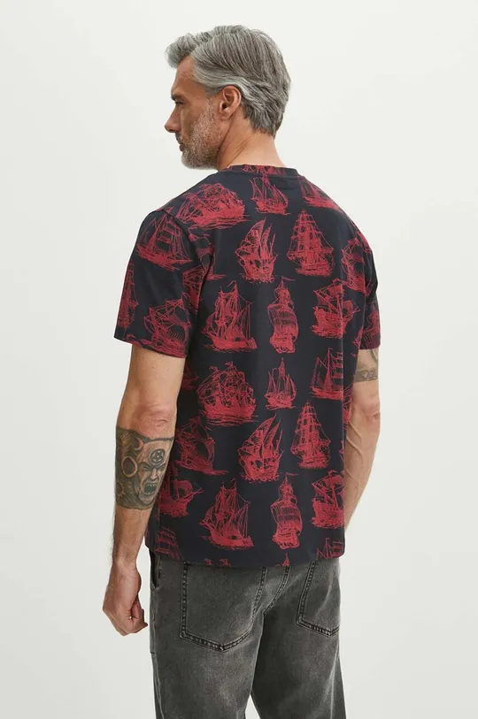 T-shirt bawełniany męski z domieszką elastanu wzorzysty kolor granatowy 95 % Bawełna, 5 % Elastan